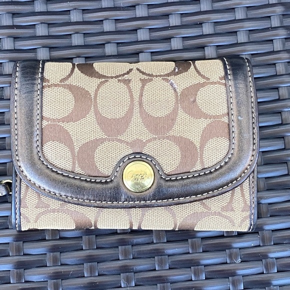 Coach Handbags - Coach Brown and Tan Signature Wallet